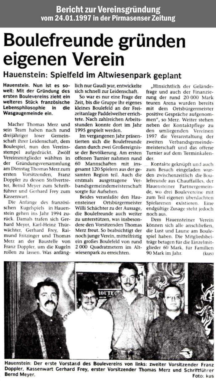 1997 Bericht Vereinsgrndung PZ