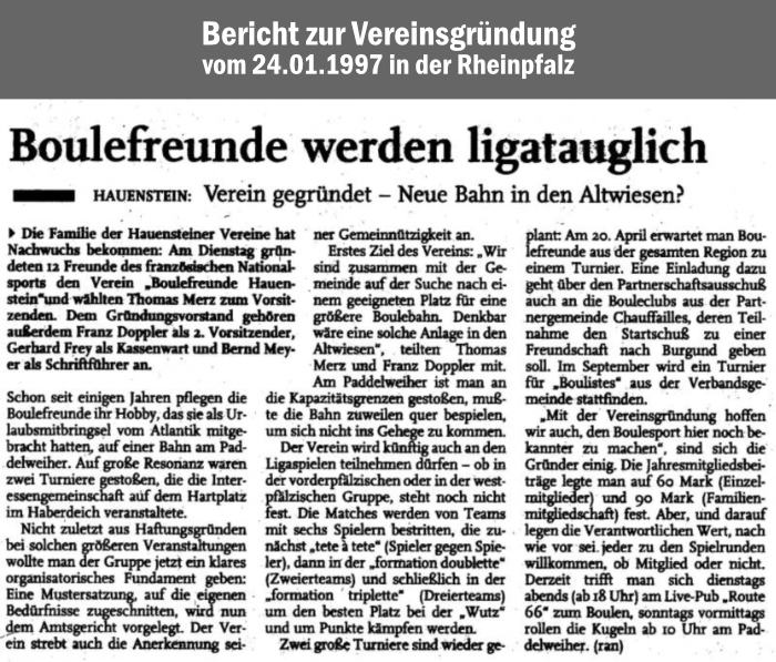 1997 Bericht Vereinsgrndung Rheinpfalz