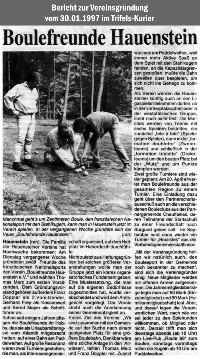 1997 Bericht Vereinsgrndung Trifels Kurier